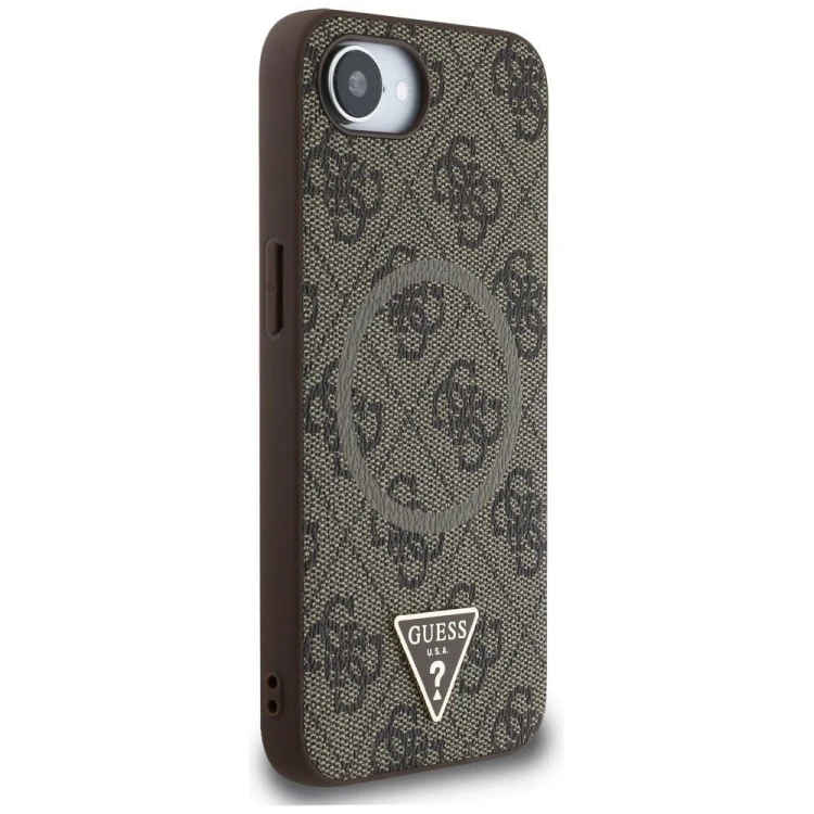 Etui Guess iPhone 16e / SE 4 2025 4G Ring Triangle Brązowe - Pokrowiec MagSafe