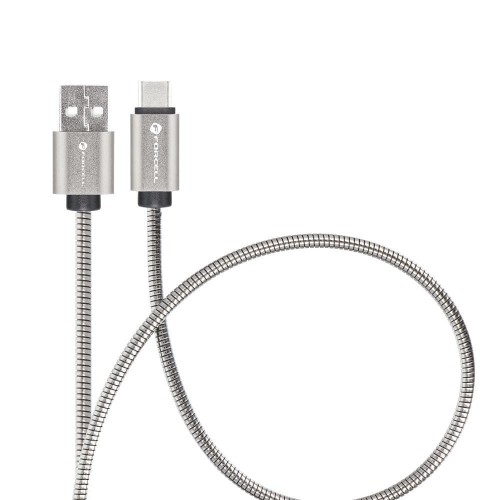 Wytrzymały kabel w oplocie nylonowym USB-A do USB-C Forcell F-Energy Cafule 66W 3A 1 m – Czarny