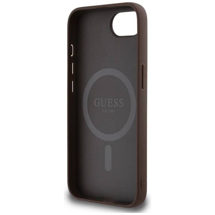 Etui Guess iPhone 16e / SE 4 2025 4G Ring Triangle Brązowe - Pokrowiec MagSafe