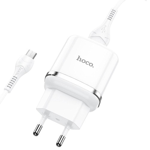 Zestaw ładowarka sieciowa Hoco N3 USB Quick Charge 3.0 18W 3A + kabel Micro USB 1m – biała