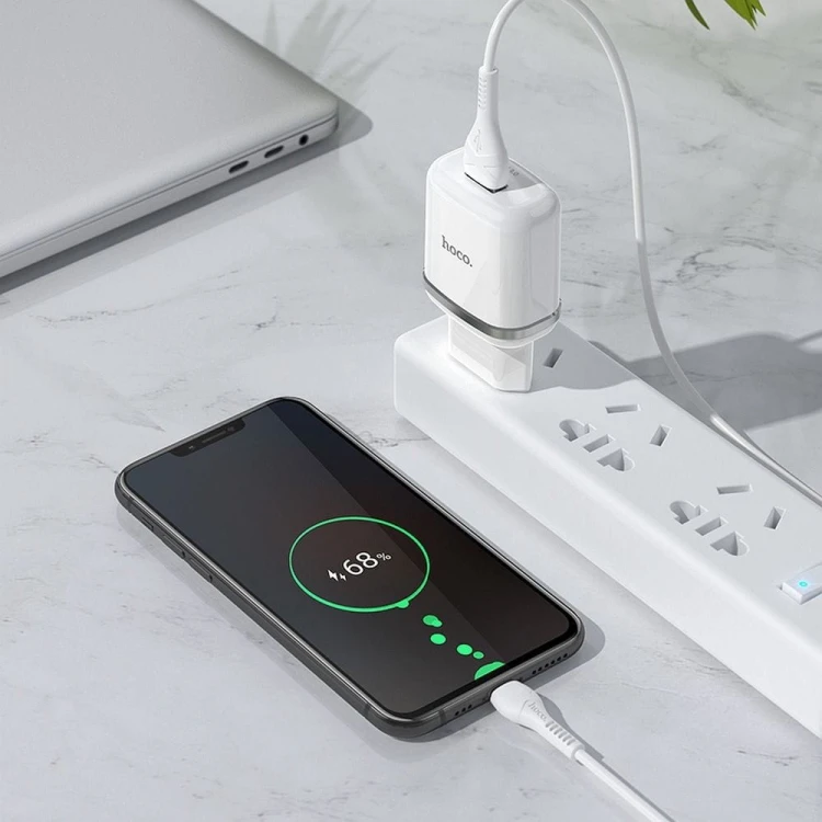 Zestaw ładowarka sieciowa Hoco N3 USB Quick Charge 3.0 18W 3A + kabel Micro USB 1m – biała