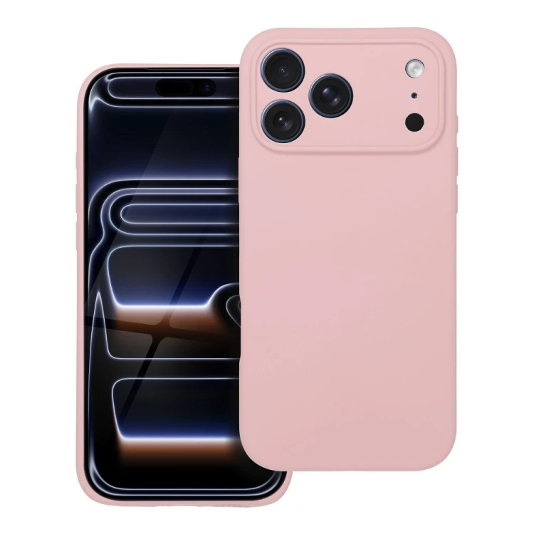 Grube matowe etui silikonowe do iPhone 17 Pro Max / 18 Pro Max Silicone 2mm z pełną ochroną aparatu – Pudrowy Róż