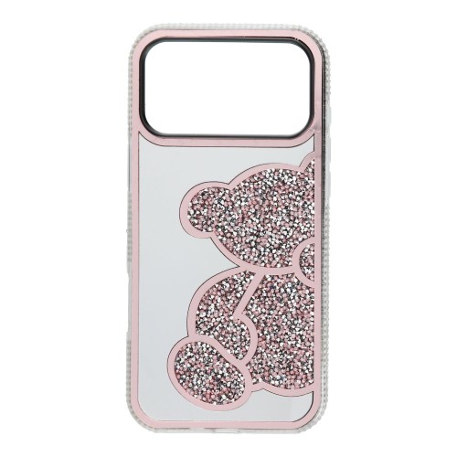 Brokatowe etui ochronne z motywem misia do iPhone 17 Pro Max / 18 Pro Max Teddy Bear – Różowe