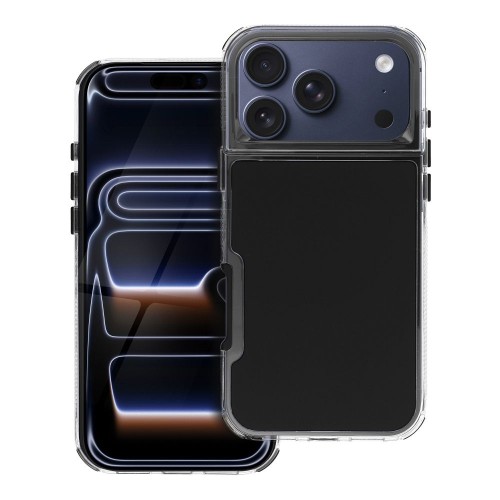 Hybrydowe etui ochronne do iPhone 17 Pro Max / 18 Pro Max Matrix z przezroczystą ramką – Czarne