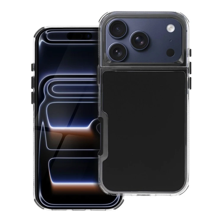 Hybrydowe etui ochronne do iPhone 17 Pro Max / 18 Pro Max Matrix z przezroczystą ramką – Czarne