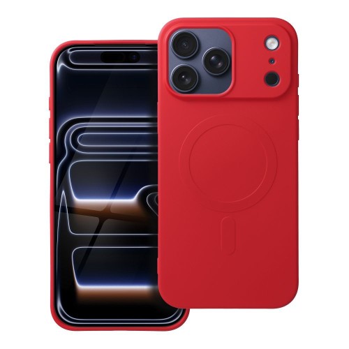 Matowe etui silikonowe do iPhone 17 Pro Max / 18 Pro Max Silicone Mag Cover zgodne z MagSafe (Big Hole / Low Camera Edge) – Czerwone