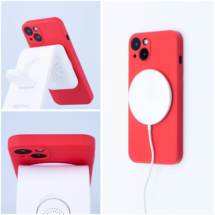 Matowe etui silikonowe do iPhone 17 Pro Max / 18 Pro Max Silicone Mag Cover zgodne z MagSafe (Big Hole / Low Camera Edge) – Czerwone