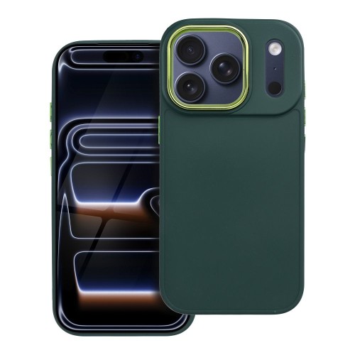 Matowe etui ochronne do iPhone 17 Pro / 18 Pro Frame z galwanizowaną ramką aparatu – Zielone
