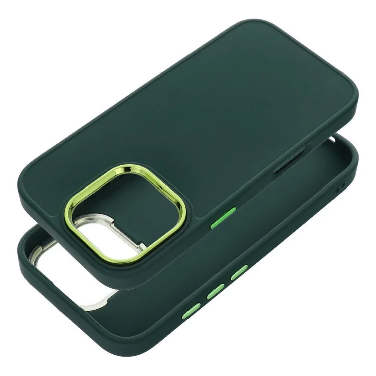 Matowe etui ochronne do iPhone 17 Pro / 18 Pro Frame z galwanizowaną ramką aparatu – Zielone