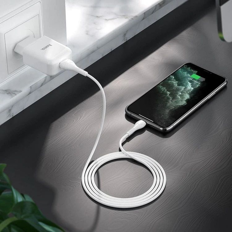 Zestaw ładowarka sieciowa Hoco N2 USB 2A (10W) + kabel Lightning 1m – biała
