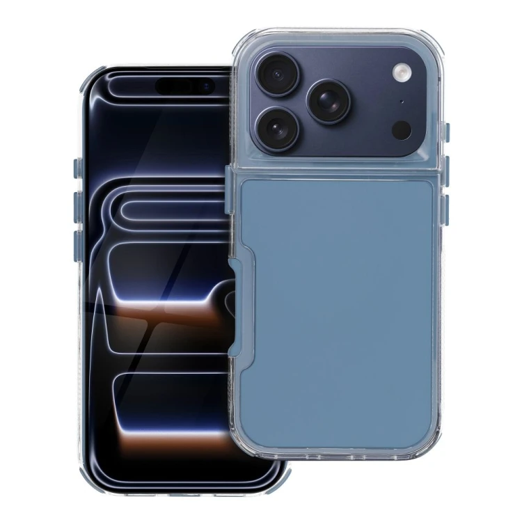 Wielowarstwowe etui ochronne do iPhone 17 Pro / 18 Pro Matrix z przezroczystą ramką – Niebieskie