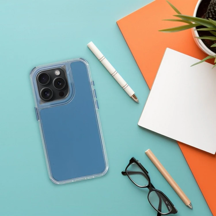 Wielowarstwowe etui ochronne do iPhone 17 Pro / 18 Pro Matrix z przezroczystą ramką – Niebieskie