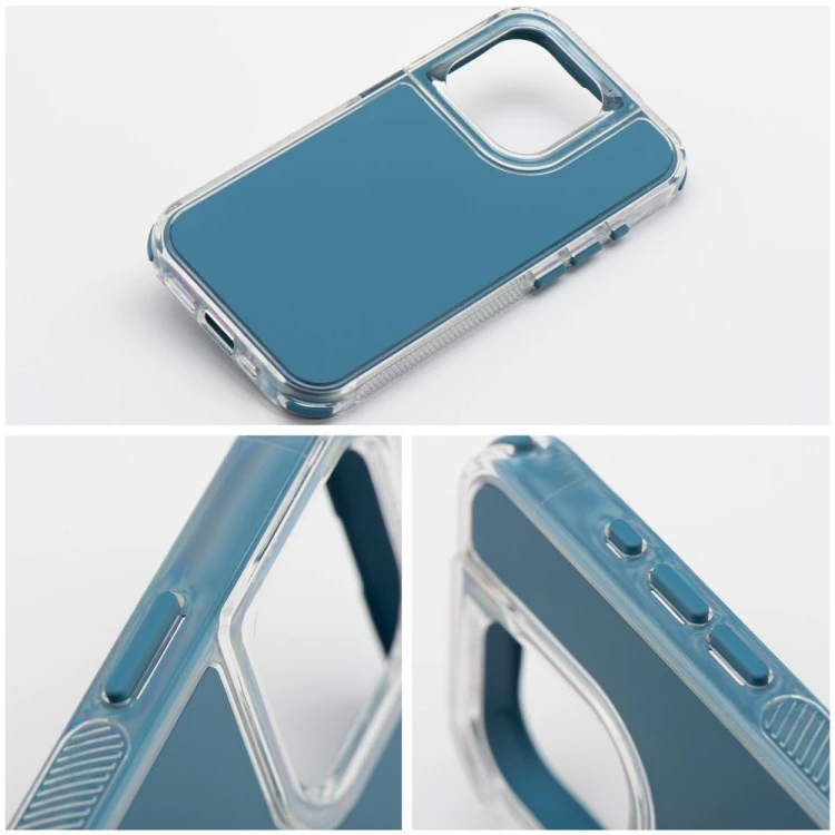 Wielowarstwowe etui ochronne do iPhone 17 Pro / 18 Pro Matrix z przezroczystą ramką – Niebieskie