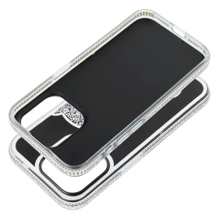 Modne etui ochronne do iPhone 17 Pro / 18 Pro Teddy Bear z błyszczącym wzorem – Srebrne