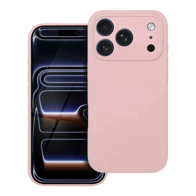 Grube matowe etui silikonowe do iPhone 17 Pro / 18 Pro Silicone 2mm z pełną ochroną aparatu – Pudrowy Róż