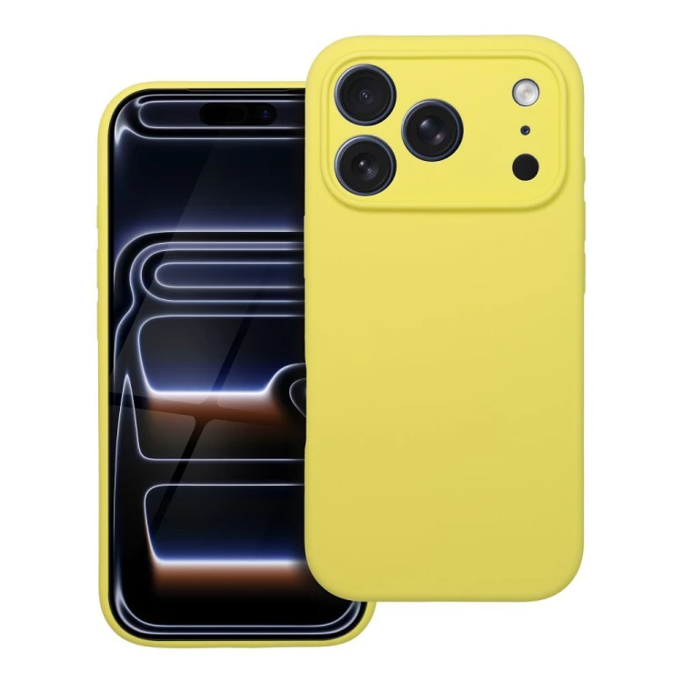 Grube matowe etui silikonowe do iPhone 17 Pro / 18 Pro Silicone 2mm z pełną ochroną aparatu – Żółte