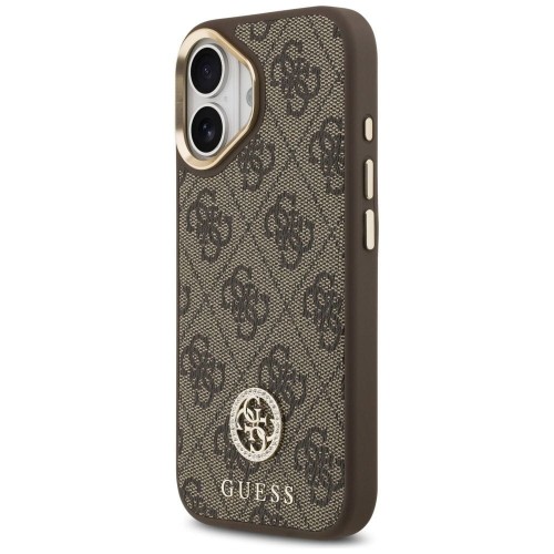 Etui Guess iPhone 17 4G Strass Logo Brązowe - Futerał MagSafe Kryształki