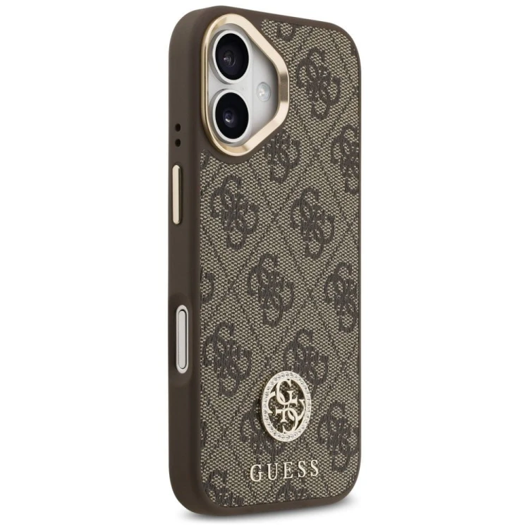 Etui Guess iPhone 17 4G Strass Logo Brązowe - Futerał MagSafe Kryształki