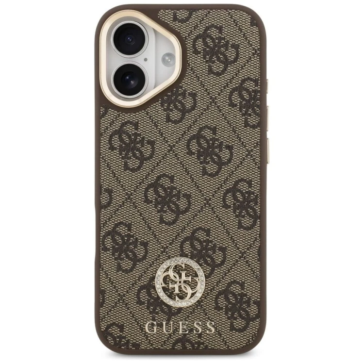 Etui Guess iPhone 17 4G Strass Logo Brązowe - Futerał MagSafe Kryształki